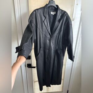 Wilsons Leather Black Long Jacket